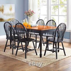 Autumn Lane Windsor Solid Wood Dining Chairs Armless Durable Set 2 Black Finish