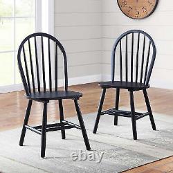 Autumn Lane Windsor Solid Wood Dining Chairs, Set of 2, Black Finish