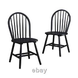 Autumn Lane Windsor Solid Wood Dining Chairs, Set of 2, Black Finish