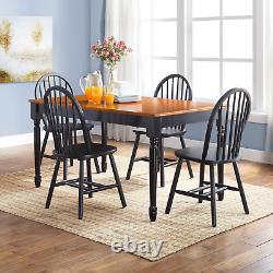Autumn Lane Windsor Solid Wood Dining Chairs, Set of 2, Black Finish