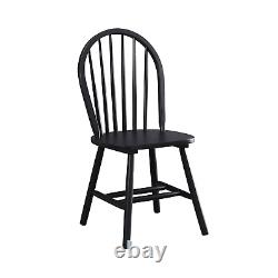 Autumn Lane Windsor Solid Wood Dining Chairs, Set of 2, Black Finish