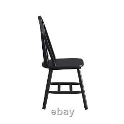 Autumn Lane Windsor Solid Wood Dining Chairs, Set of 2, Black Finish