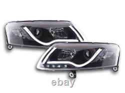 BLACK FINISH light tube DRL headlights SET for Audi A6 4F from 2004-2008