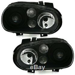 BLACK clear finish XENON D2S H7 HEADLIGHTS SET FOR VW GOLF 4 IV