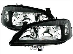 BLACK clear finish headlight front light set for Opel Astra G 98-05