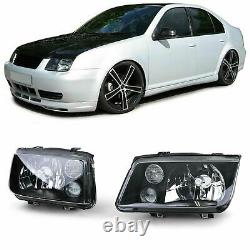BLACK finish H4 H3 headlight SET with fog light FOR VW Bora 98-05