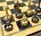 Brass Metal Gold & Black Chrome Staunton Chess Set Walnut Maple Finish Board 18
