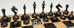 BRASS METAL GOLD & BLACK CHROME STAUNTON Chess Set WALNUT MAPLE FINISH BOARD 18