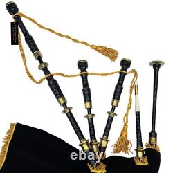 Bagpipes in Black Finish with Engraved Mounts Complete Set with Accessories an
