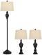 Barnes And Ivy Urn Vase Black Finish Table And Floor Lamp Set