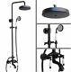 Bathroom Faucet Set Black Finish Brass Handheld/rainfall Shower Taps Kit 2rs402