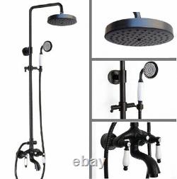 Bathroom Faucet Set Black Finish Brass Handheld/Rainfall Shower Taps Kit 2rs402