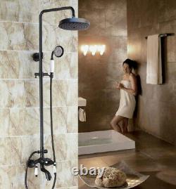 Bathroom Faucet Set Black Finish Brass Handheld/Rainfall Shower Taps Kit 2rs402