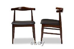Baxton Studio Black Faux Leather And Walnut Finish Set Of 2 Wood Dining Chair