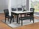 Beautiful 6 Pc Black Finish Dining Set Wooden Furniture Sturdy And Durable