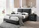 Beautiful Black Finish 3pc Bedroom Set King Size Upholstered Bed 2x Nightstand