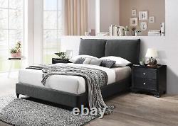 Beautiful Black Finish 3pc Bedroom Set Queen Size Upholstered Bed 2x Nightstand