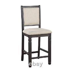 Beautiful Black Finish Wooden Counter Height Chairs 2pcs Set Beige Color