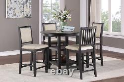 Beautiful Black Finish Wooden Counter Height Chairs 2pcs Set Beige Color