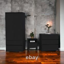 Beloit 3 Piece Bedroom Set Nightstand, Dresser, Armoire Black Wengue Finish