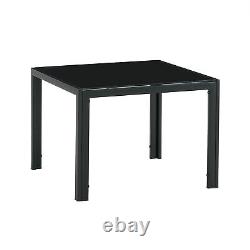 Black Coffee Table Set of 2, Living Room Square Table with Tempered Glass Finish