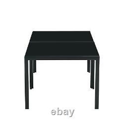 Black Coffee Table Set of 2, Living Room Square Table with Tempered Glass Finish