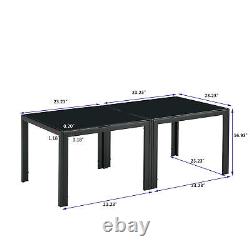 Black Coffee Table Set of 2, Living Room Square Table with Tempered Glass Finish