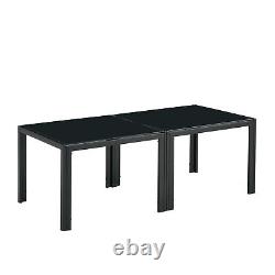 Black Coffee Table Set of 2, Living Room Square Table with Tempered Glass Finish