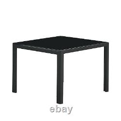 Black Coffee Table Set of 2, Living Room Square Table with Tempered Glass Finish