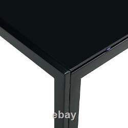 Black Coffee Table Set of 2, Living Room Square Table with Tempered Glass Finish