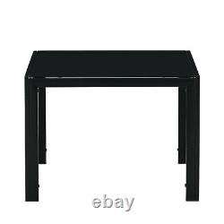 Black Coffee Table Set of 2, Living Room Square Table with Tempered Glass Finish