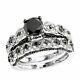 Black Diamond Infinity Wedding Band Bridal Ring Set 14k White Gold Finish 1.50ct