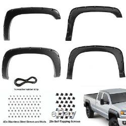 Black Fender Flares Textured Pocket Style For Silverado Sierra 1500 1999-2007