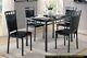 Black Finish 5pc Dinette Set Faux Marble Top Table&4x Side Chairs Faux Leather U