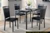 Black Finish 5pc Dinette Set Faux Marble Top Table And 4x Side Chairs Leather