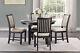 Black Finish 5pc Dining Set Table Base W Built-in Shelf And Fabric Upholstered