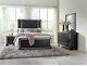 Black Finish Bedroom Set 5pc King Led Bed Nightstand Dresser Mirror Modern Home