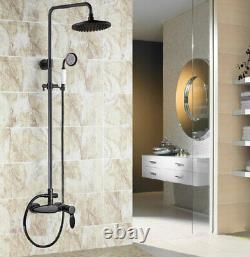Black Finish Brass Bathroom Faucet Set Rainfall/Handheld Shower Taps Kit 2rs436