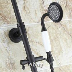 Black Finish Brass Bathroom Faucet Set Rainfall/Handheld Shower Taps Kit 2rs436