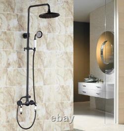 Black Finish Brass Bathroom Faucet Set Rainfall/Handheld Shower Taps Kit 2rs514