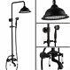 Black Finish Brass Bathroom Rainfall/handheld Shower Faucet Set Taps Kit 2hg047