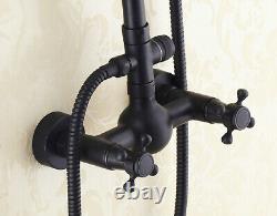 Black Finish Brass Bathroom Rainfall Shower Faucet Set Handheld Taps Kit 2rs412