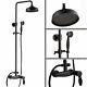 Black Finish Brass Bathroom Rainfall Shower Faucet Set Mixer Tap Wall 2rs434