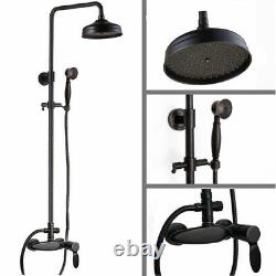 Black Finish Brass Bathroom Rainfall Shower Faucet Set Mixer Tap Wall 2rs434