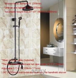 Black Finish Brass Bathroom Rainfall Shower Faucet Set Mixer Tap Wall 2rs434