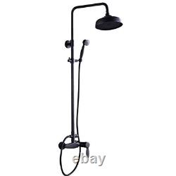 Black Finish Brass Bathroom Rainfall Shower Faucet Set Mixer Tap Wall 2rs434