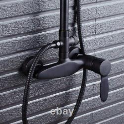 Black Finish Brass Bathroom Rainfall Shower Faucet Set Mixer Tap Wall 2rs434