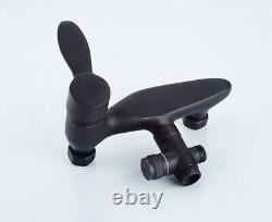 Black Finish Brass Bathroom Rainfall Shower Faucet Set Mixer Tap Wall 2rs434