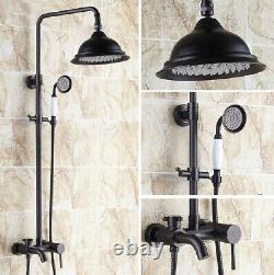 Black Finish Brass Wall Rain Bathroom Rainfall Shower Set Tub Mixer Tap 2rs348