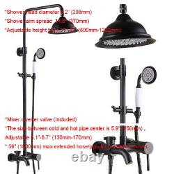 Black Finish Brass Wall Rain Bathroom Rainfall Shower Set Tub Mixer Tap 2rs348
